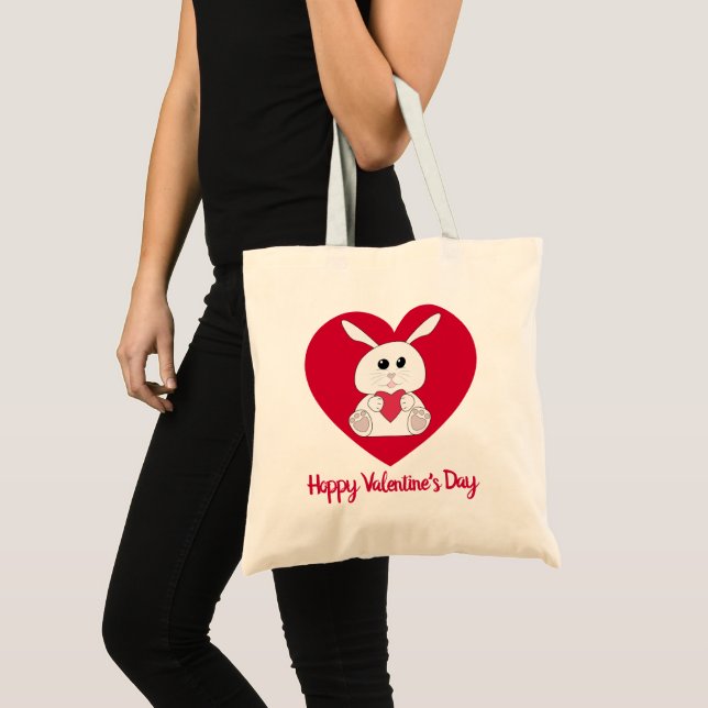Bolso De Tela Conejito lindo Hoppy Valentine día rojo Corazón (Anverso (producto))