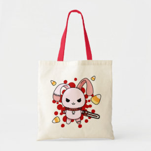 Bolso De Tela Conejito malvado lindo de Kawaii con la motosierra