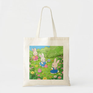 Bolso De Tela Conejitos de Pascua personalizados escondiendo hue