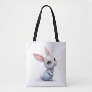 Bolso De Tela Conejo blanco lindo con ojos azules grandes