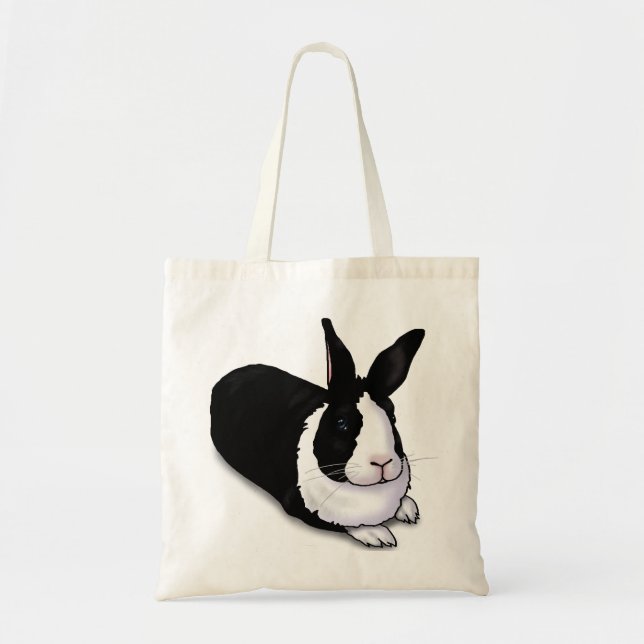 Bolso De Tela Conejo blanco y negro (Frente)