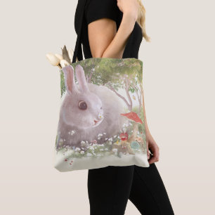 Bolso De Tela Conejo con flores
