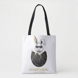 Bolso De Tela Conejo con gafas geniales, Oro, agrietado, real