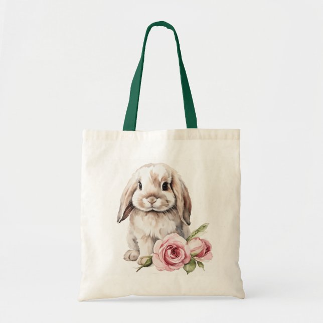 Bolso De Tela Conejo conejo conejo rosa Rose Lop (Frente)