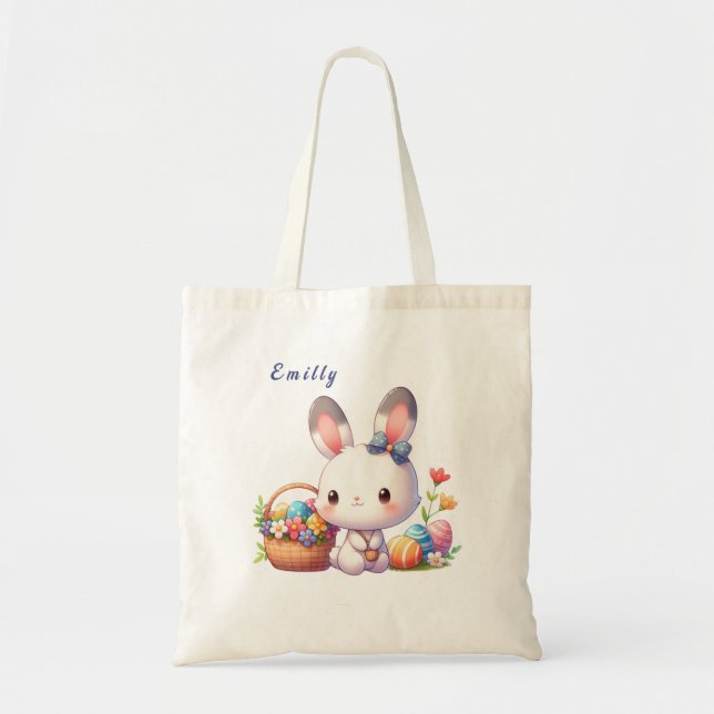 Bolso De Tela Conejo Cute Easter personalizado (Frente)