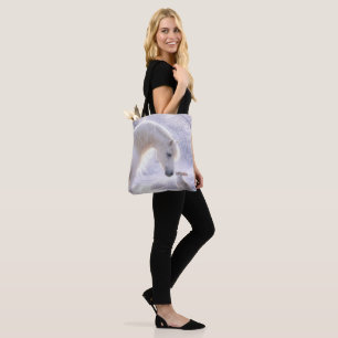 Bolso De Tela Conejo de caballo blanco bonito y nieve 