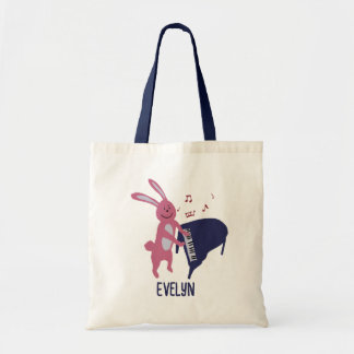 Bolso De Tela Conejo de dibujos animados tocando piano personali