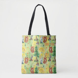 Bolso De Tela Conejo de madera acuarela, Hedgehog, zorro