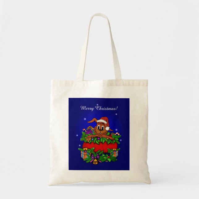 Bolso De Tela Conejo de navidades (Frente)