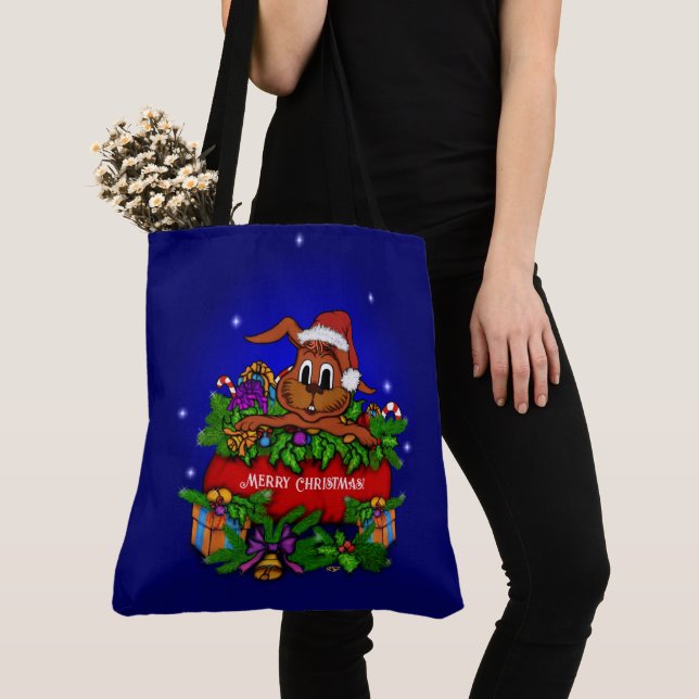 Bolso De Tela Conejo de navidades (Detalle)