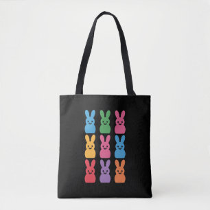 Bolso De Tela Conejo de Pascua Huevos Cuadros Leopardo