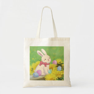 Bolso De Tela Conejo de Pascua, Ilustracion de Huevos de Pascua