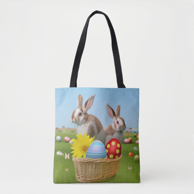 Bolso De Tela Conejo de Pascua para un ánimo positivo (Anverso)