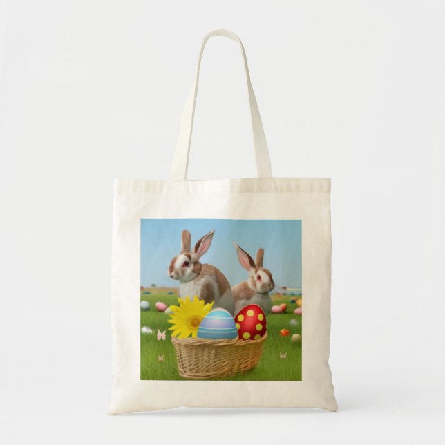 Bolso De Tela Conejo de Pascua para un ánimo positivo (Frente)