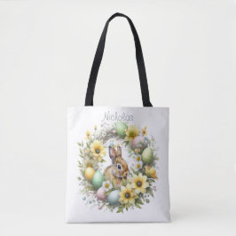 Bolso De Tela Conejo de Pascua Personalizado Acuarela
