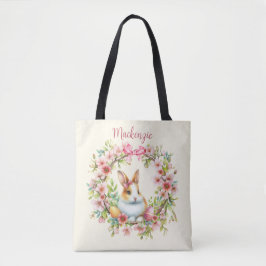 Bolso De Tela Conejo de Pascua Personalizado Acuarela