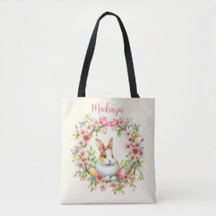 Bolso De Tela Conejo de Pascua Personalizado Acuarela