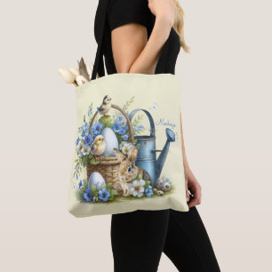 Bolso De Tela Conejo de Pascua Personalizado Acuarela