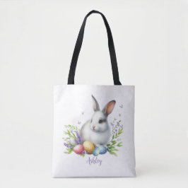 Bolso De Tela Conejo de Pascua Personalizado Acuarela