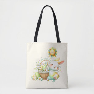 Bolso De Tela Conejo de Pascua Personalizado Acuarela