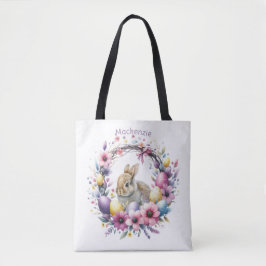 Bolso De Tela Conejo de Pascua Personalizado Acuarela