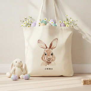 Bolso De Tela Conejo de Pascua personalizado con nombre 