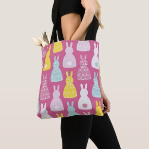 Bolso De Tela Conejo de Pascua Rosa Patrón Bonito