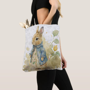 Bolso De Tela conejo de peter vintage con flores
