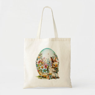 Bolso De Tela Conejo De Primavera Y Huevo Floral - Pascua
