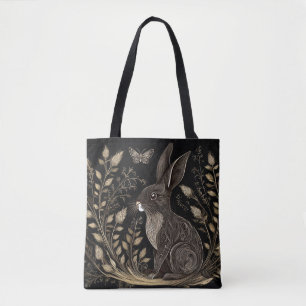 Bolso De Tela Conejo elegante en negro y beige