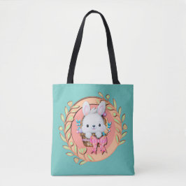 Bolso De Tela Conejo Esponjoso Sentado en Cesta de Pascua Diseño