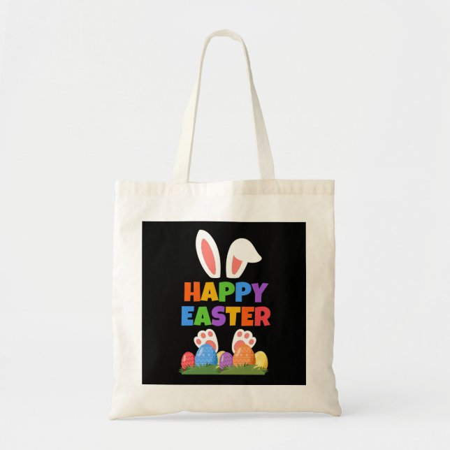 Bolso De Tela Conejo feliz de Pascua  (Frente)