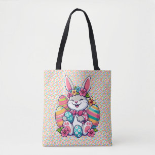 Bolso De Tela Conejo hawaiano/tropical de Pascua lindo y colorid
