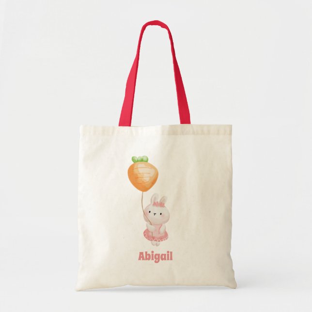 Bolso De Tela Conejo lindo - Caza personalizada de huevos de Pas (Frente)