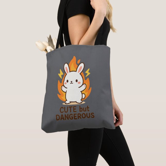 Bolso De Tela Conejo lindo pero peligroso | Kawaii Tote Bag (Detalle)