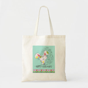 Bolso De Tela Conejo personalizado Cute Blue Happy Easter