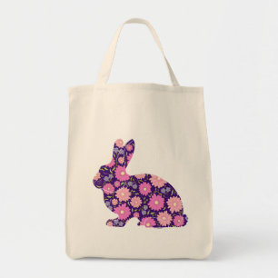 Bolso De Tela Conejo retro rosa y flores