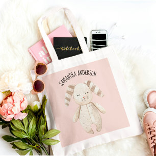 Bolso De Tela Conejo rosa de Belleza Moderna Pastel con nombre