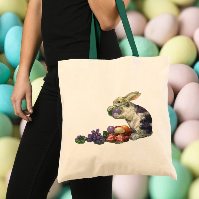 Bolso De Tela Conejo victoriano de Pascua, flores y huevos (Subido por el creador)