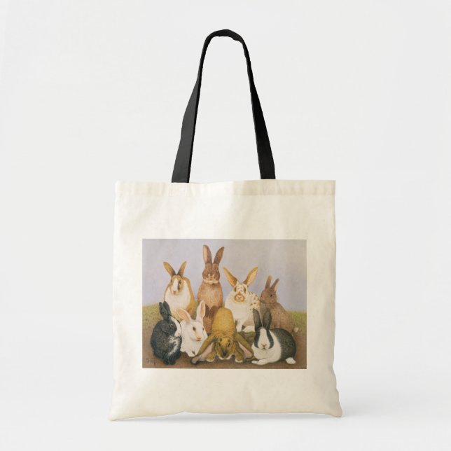 Bolso De Tela Conejos afortunados (Frente)