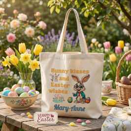 Bolso De Tela Conejos Personalizados Besos Pascua