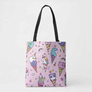 Bolso De Tela Cones de crema de hielo de animales