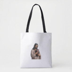 Bolso De Tela Conexión divina: Jesús con Moo Deng Pygmy Hippo