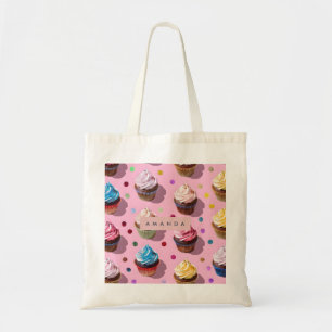 Bolso De Tela Confeti Personalizado de Cupcake Lluvia de Colores