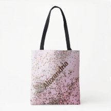 Confetti en Tote personalizado rosado
