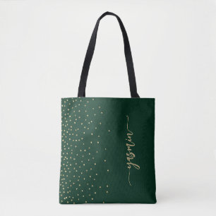 Bolso De Tela Confetti personalizado de la plaza de oro verde es