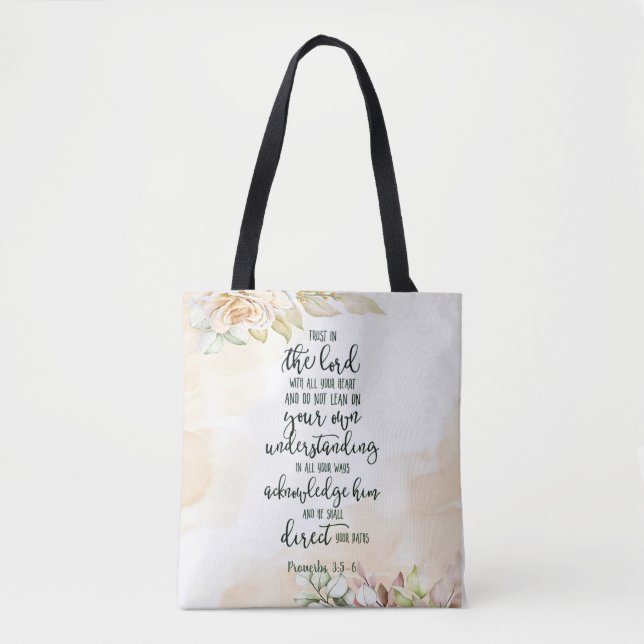 Bolso De Tela Confía en el Señor floral   (Anverso)