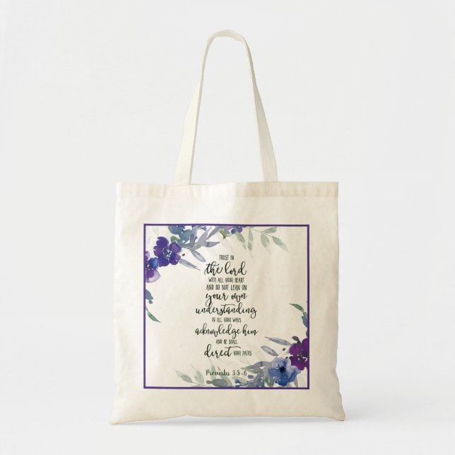 Bolso De Tela Confianza en la floral del Señor (Frente)