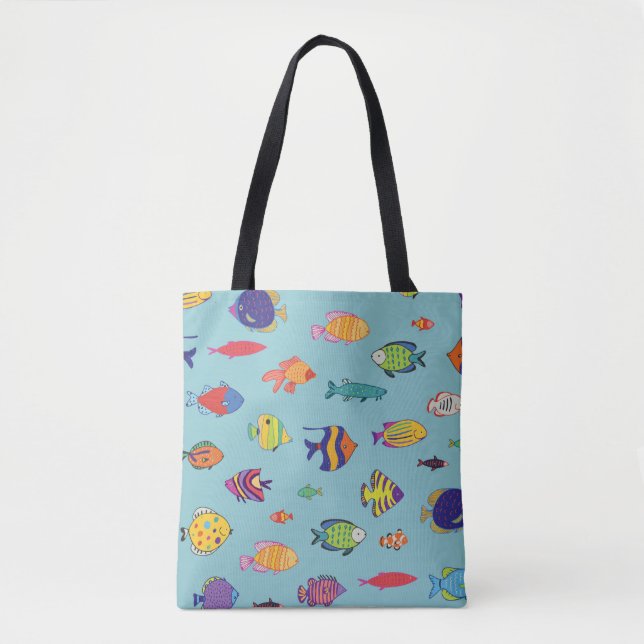 Bolso De Tela Conjunto de peces tropicales. patrón sin interrupc (Anverso)