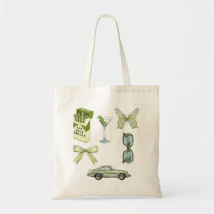 Bolso De Tela Conjunto de Stickers Estética Coqueta Verde Coch